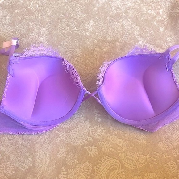 Brand New Victoria’s Secret Bombshell Plunge Lace Double Shine Strap Purple Bra - Picture 7 of 16